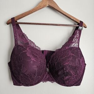 Torrid Curve Push Up Plunge Womens Purple Lace Full Coverage Underwire Crossback